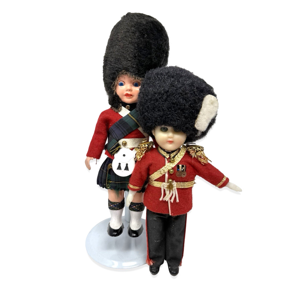 Lot of 2 Vintage British Guard Sleepy Eye Dolls Scots Guard Royal Guard Taiwan